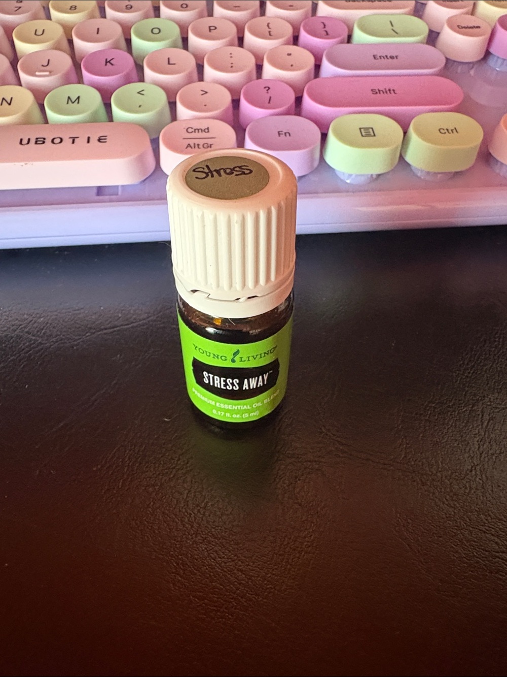 Young Living Stress Away Essential Oil Bottle - Green and White